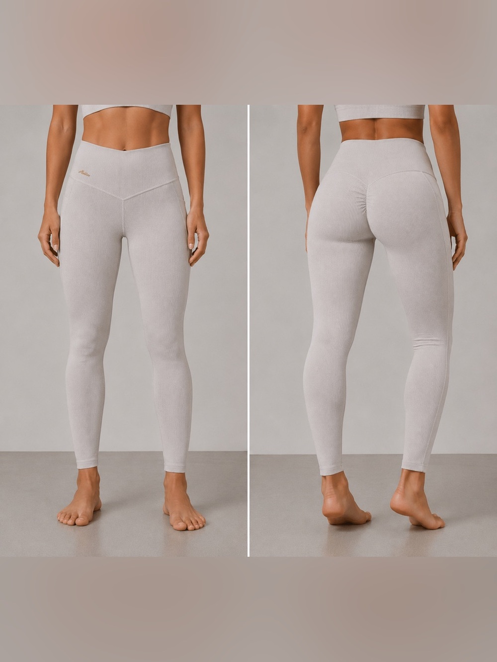 NWOT Stacci Athletics Stellar Ribbed Leggings Magnolia Steel color .